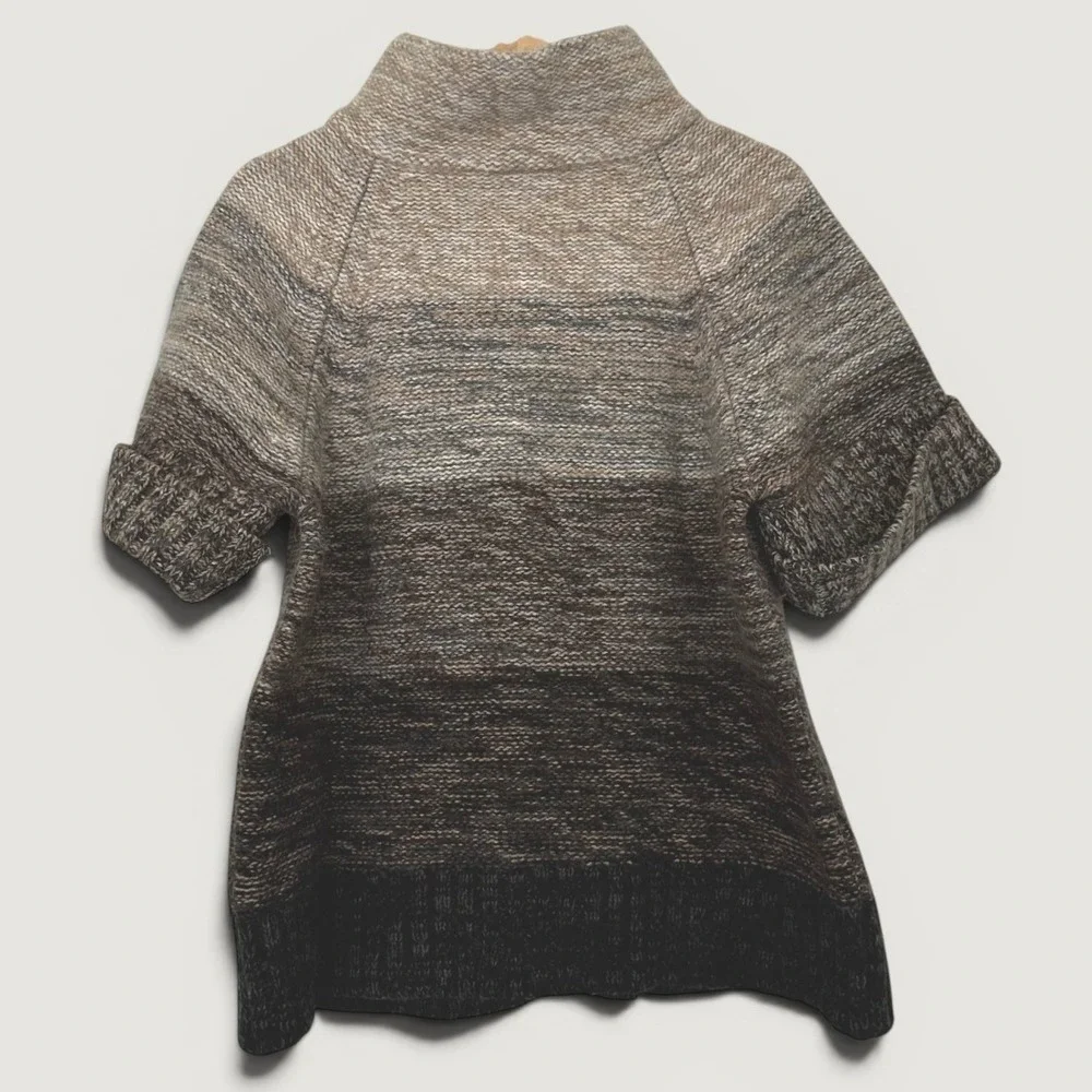 LOFT Women's XL Color Block Angora Cashmere Wool Knit Cardigan Short Sleeve Cozy